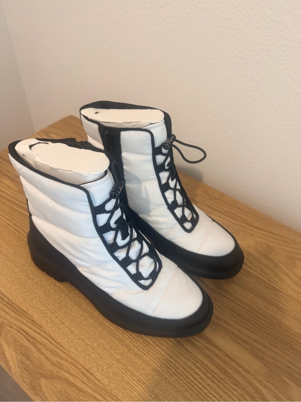 Alfani White and Black Quilted Lace-Up Ankle Boots